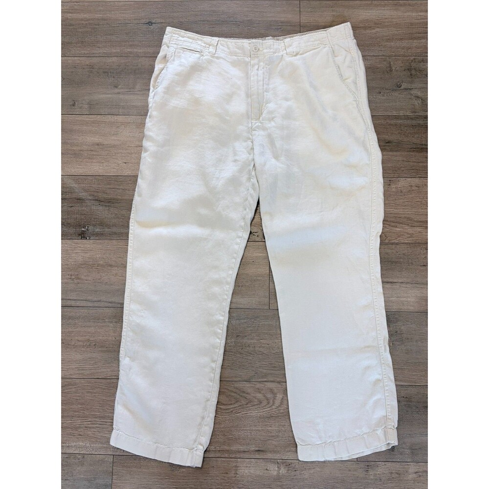 Daniel Cremieux Mens 38X30 100% Linen Beige Straight Beach Casual Pants
